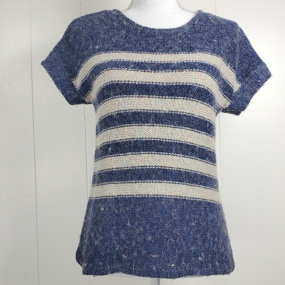 Gap mohair blend striped short sleeve sweater size extra small